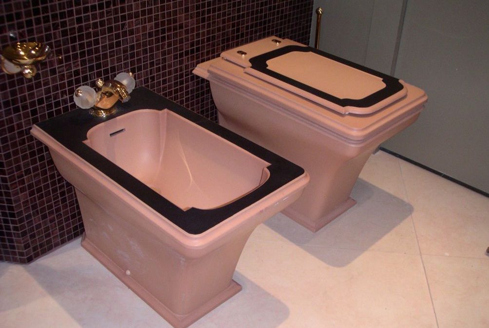 Wc et bidet ZELLIGE – Décor terre cuite